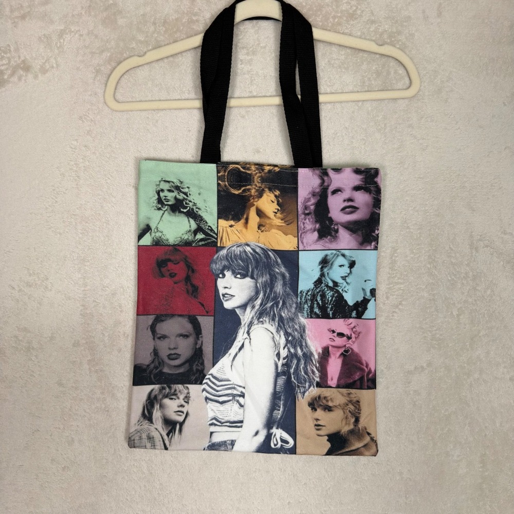 Taylor Swift Eras Tour Collage Canvas Tote Bag Multi Color Graphic Music Merch
